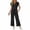 Black, variant on Avrnliq Womens Black Two Piece Casual Set, Stretch Breathable V Neck Cap Sleeve Top & Drawstring Waist Wide Leg Cropped Pants for Everyday Home Travel Wear,Size L