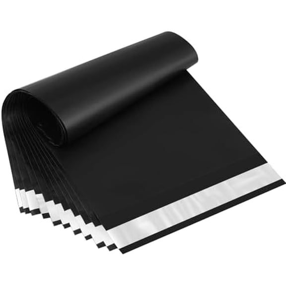 Poly Mailers 7.5x10.5 Inch Black 100 Pack Shipping Bags Strong Thick Mailing Envelopes Self Sealing Adhesive Waterproof and Tear Proof Boutique Packaging Postal for Clothing