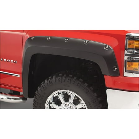 Bushwacker by RealTruck Pocket/Rivet Style Front Fender Flares | 2 Pc Black, Smooth Compatible with 2019 Chevrolet Silverado 1500 LD, 2014-2018 Silverado 1500, 2015-2019 Silverado 2500 HD/3500 HD