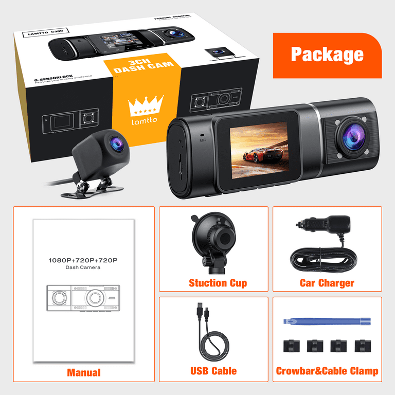 TOGUARD 4K Dual Dash Cam Front and Inside with 64GB U3 SD Card Car Camera  Driving Recorder with WDR, IR Night Vision,G-sensor, Loop recording, Parking  Monitor, Motion Detection 
