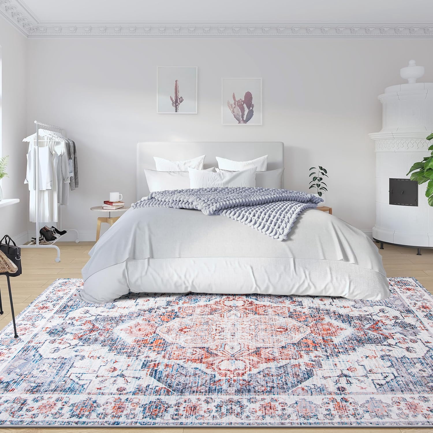 Jamfeel Soft Vintage Rugs Distressed Printed Area Rug Carpet for Living Room Bedroom Home Decor,6'x9',Blue
