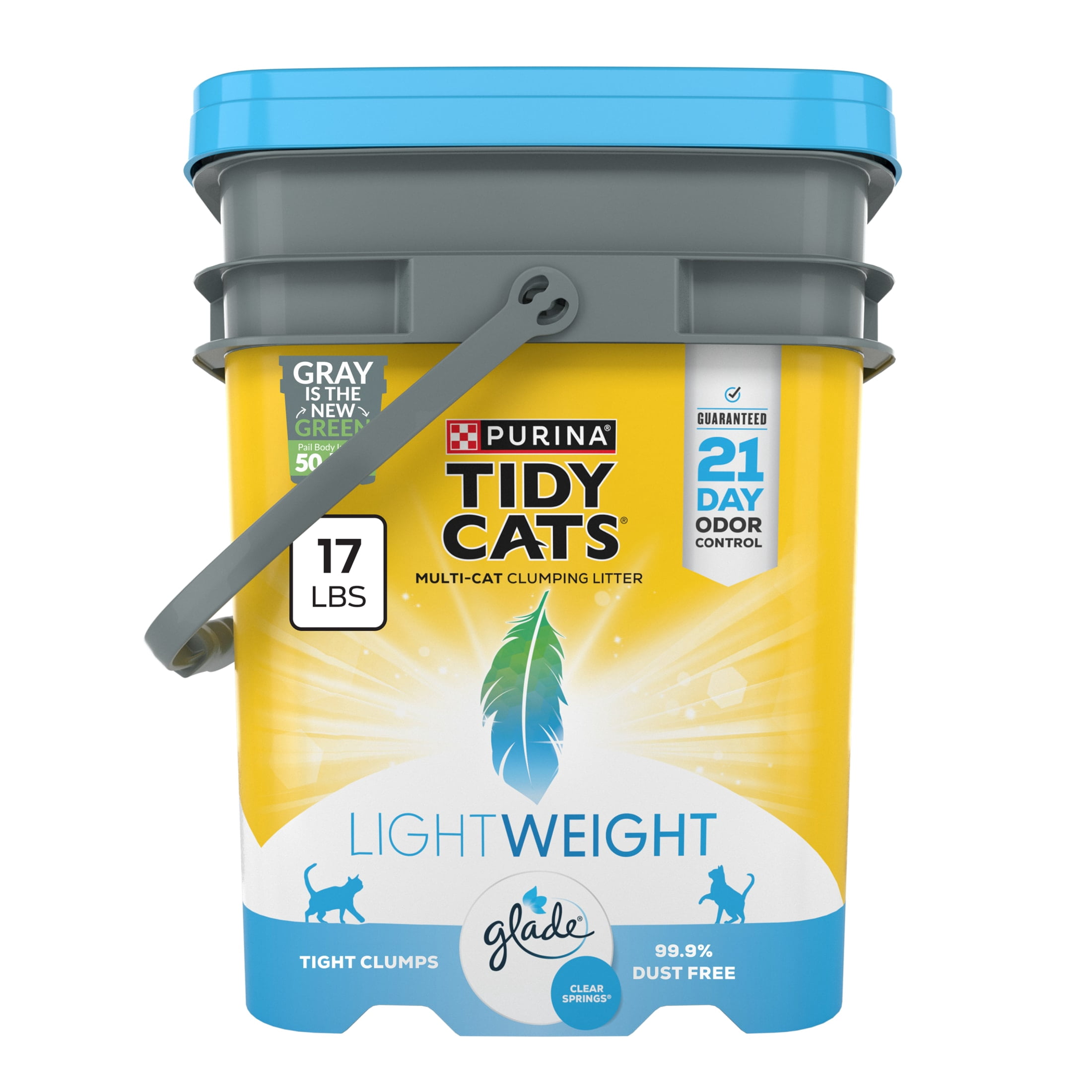 (3 pack) Purina Tidy Cats LightWeight Clumping Cat Litter, Glade Clear Springs Scent, 17 lb Pail