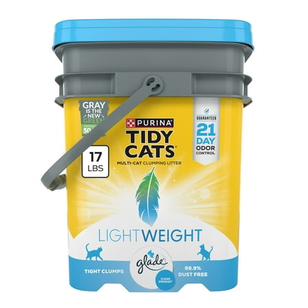 Purina Tidy Cats LightWeight Clumping Cat Litter, Glade Clear Springs Scent, 17 lb Pail
