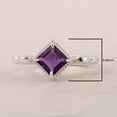 thumbnail image 3 of 6MM Square Shape Amethyst 925 Sterling Silver Solitaire Women Valentines Day Gifts Ring, 3 of 4
