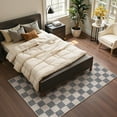 thumbnail image 6 of RUG ROBOT 5'x7' Area Rugs for Living Room, Washable Non-Slip Checkered Rugs for Bedroom, Dining Room, Soft Low-Pile Classic Farmhouse Geometric Indoor Large Accent Carpet, Gray, 6 of 10