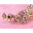 thumbnail image 2 of Gold Tone Rose Pink Crystal Rhinestone Peacock Bird Tail Feather Fashion Brooch Pin, 2 of 4
