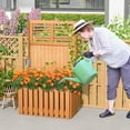thumbnail image 2 of Costway 2 PCS Wooden Plant Stand Raised Garden Bed with Trellis & Planter Box Privacy Screen, 2 of 9