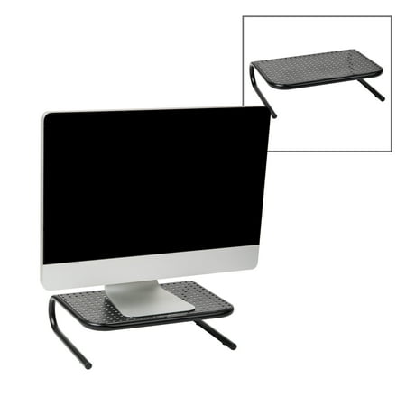 Mind Reader - Monitor Stand, Ventilated Laptop Riser, Desktop Organizer, Metal, 14.5"L x 11.25"W x 4.25"H, Set of 2 - Black