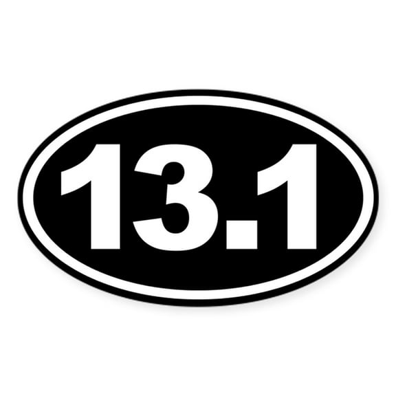 CafePress - 13.1 Half Marathon Oval Euro Sticker Black - Sticker (Oval)
