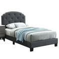 thumbnail image 1 of Pemberly Row Twin Burlap Fabric Upholstered Bed Frame with Slats in Charcoal, 1 of 9