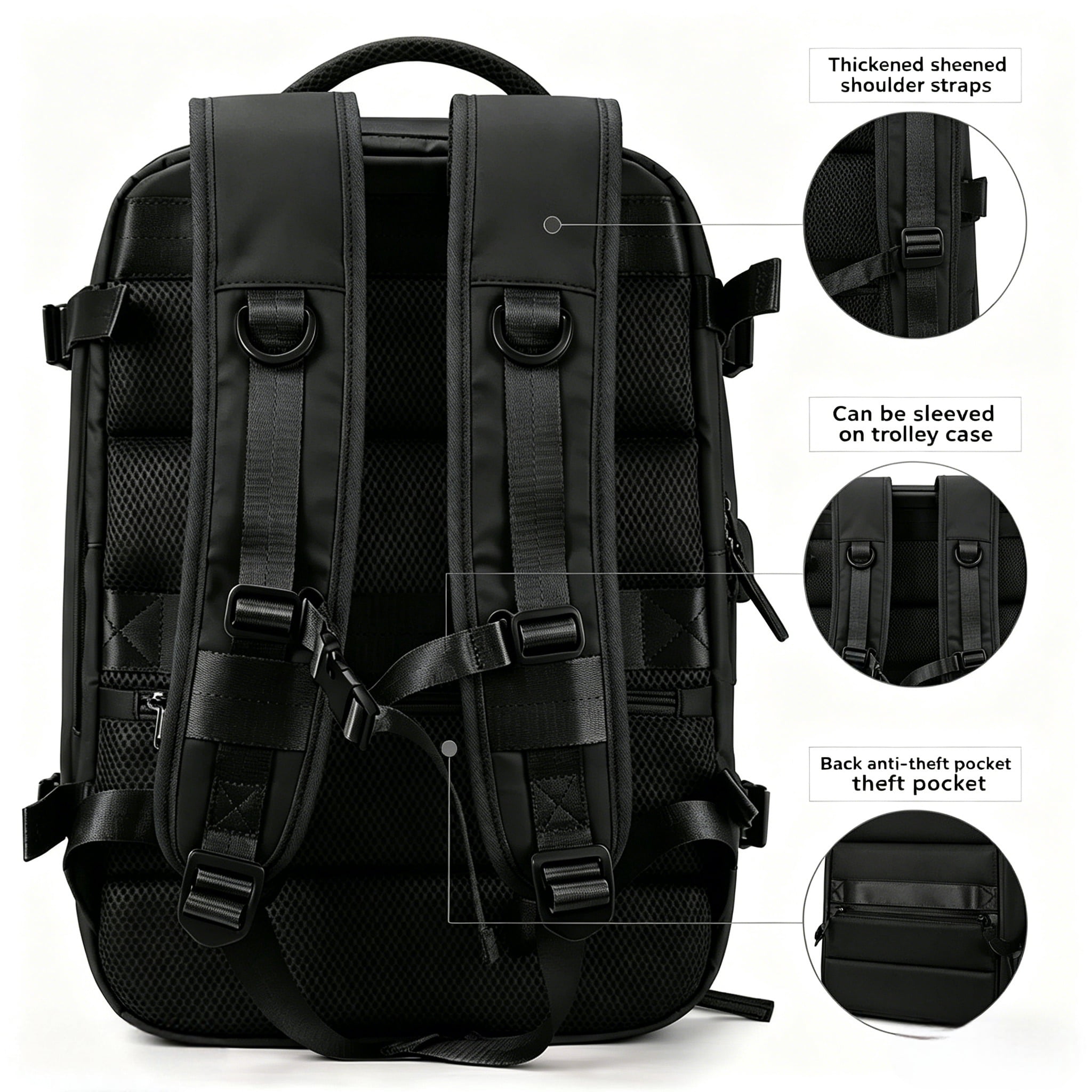 TRANSLINK Backpack with USB Charging Port, Water Resistant Work Business Laptop Backpack, Airline Approved Carry On Bag for Man and Women, Black