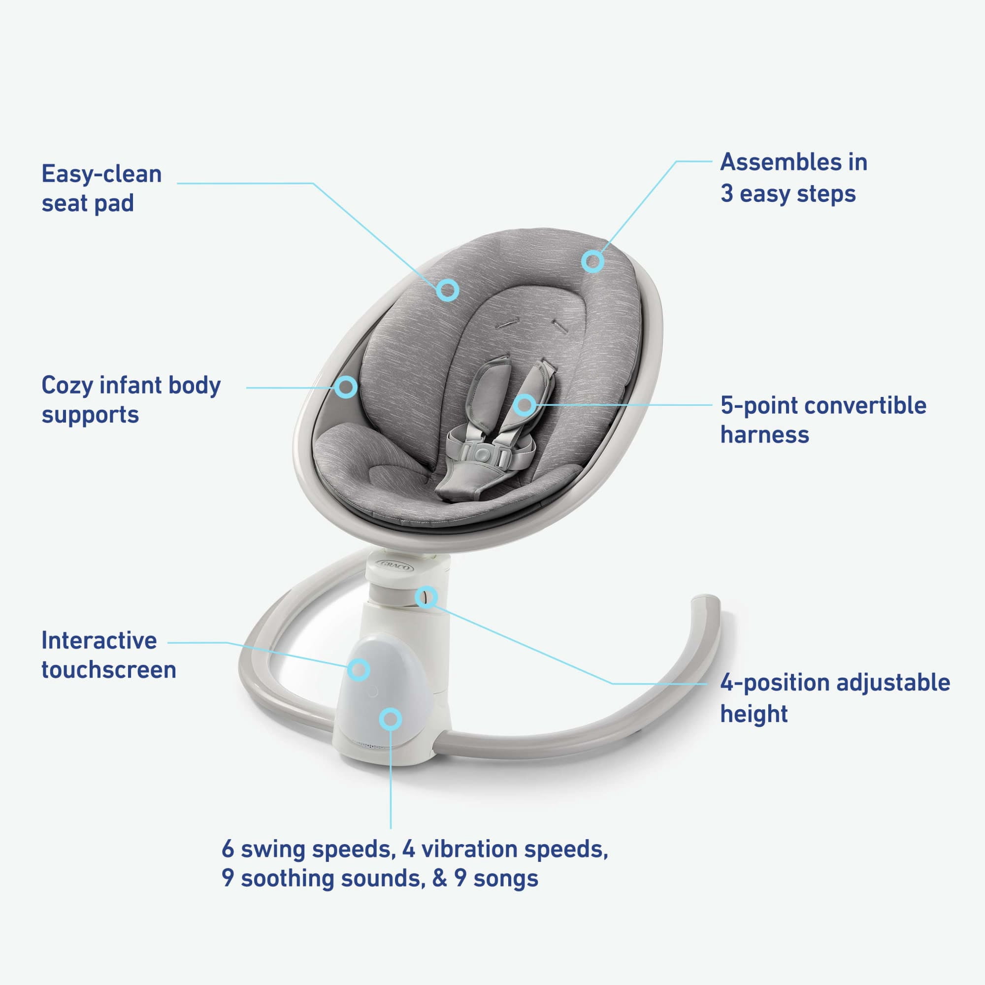 Graco Soothe 'n Sway Bluetooth 3-in-1 Swing, Lucca