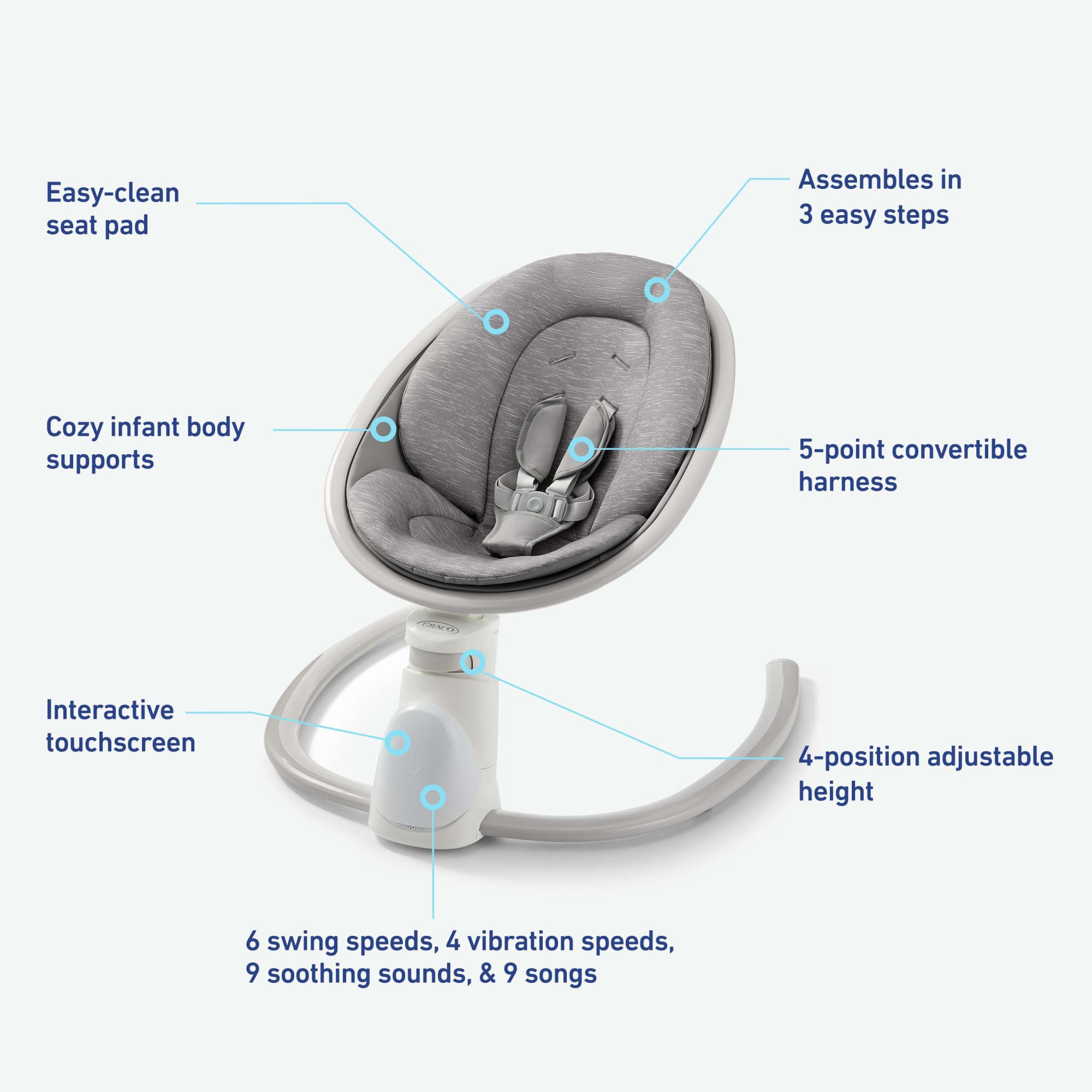 Graco Soothe 'n Sway Bluetooth 3-in-1 Swing, Lucca photo 6