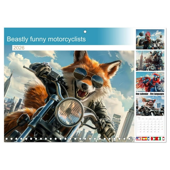 Beastly funny motorcyclists (Monthly Wall Calendar 2026 11.7 x 16.5 (open)), CALVENDO 14 Month Calendar