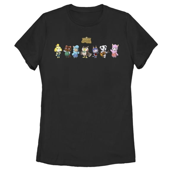 Women's Nintendo Animal Crossing Character Lineup  Graphic Tee Black Small