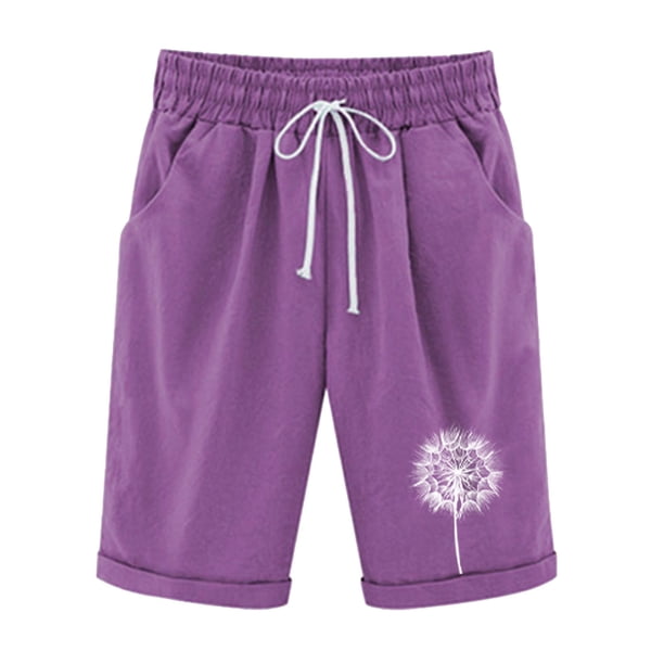 Mujeres Pantalones Cortos Casual, Cintura Elástica Día de la Independencia de la Impresión Pantalones Cortos con Cordón con Bolsillos para Verano Primavera de Uso Diario, Pantalones Cortos de Verano P