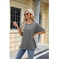 thumbnail image 2 of Women's Solid Color Round Neck Loose Short-Sleeved T-Shirt Top, 2 of 3