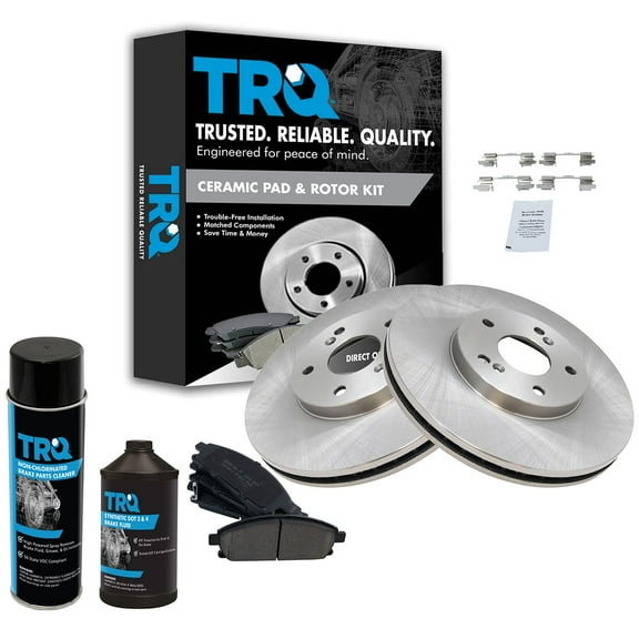 TRQ Front Brake Pad & Rotor Kit w/Fluids CERAMIC w/Fluids for 03-06 Acura MDX BKA17301