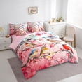 thumbnail image 3 of Homewish Peach Blossom 7-Piece Bedding Comforter Set,Cute Cardinal Bird King Bedding Sets,Pink Flower Floral Bed Sheets For Teens,Super Cozy Room Decor Reversible, 3 of 8
