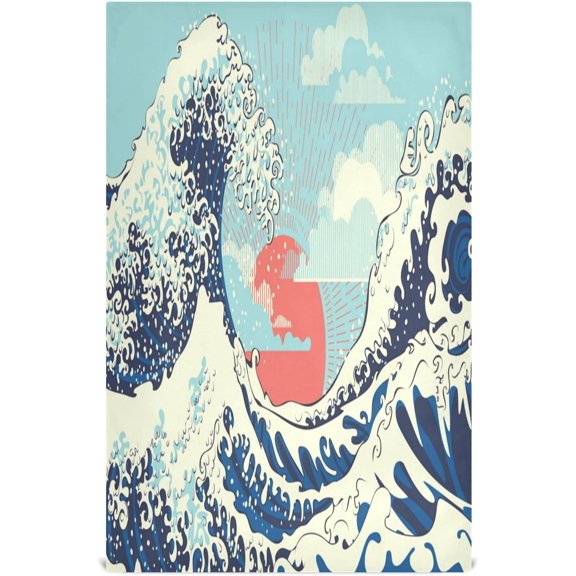 Coolnut 1 Pack Stormy Ocean Kitchen Towels, Soft Highly Absorbent Dish Towels Reusable Tea Towels Set, 28"x 18"
