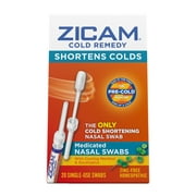 Zicam Cold Remedy Cold Shortening Medicated Nasal Swabs Zinc-Free 20ct