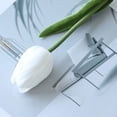 thumbnail image 2 of Clearance | White Artificial Tulip Flower Single Stem, Realistic Faux Tulip with Velvety Petals for Home Vase Wedding Bouquet DIY Floral Arrangement Decor, 2 of 5