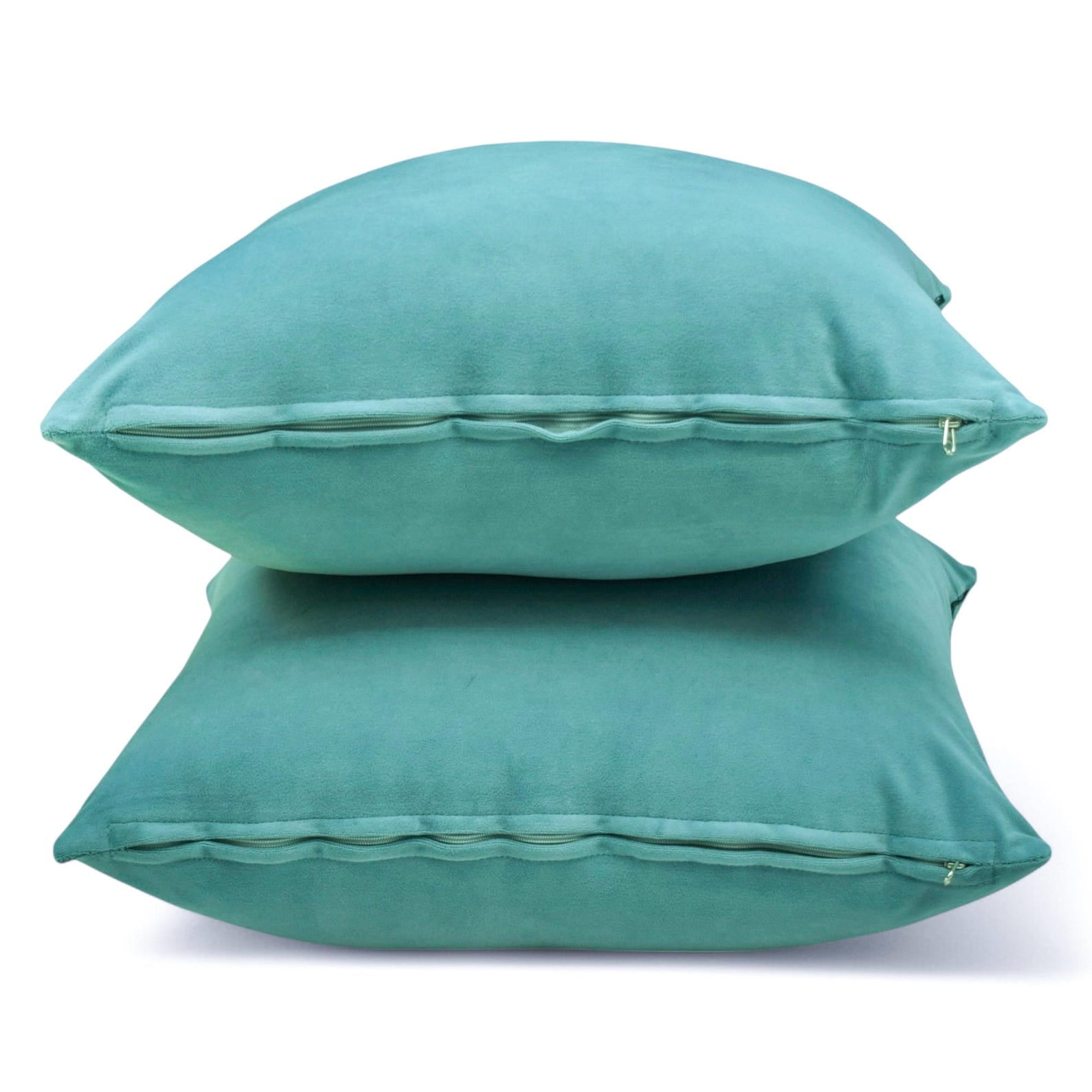 Aqua Luxury Throw Pillow Covers 18"x18" | Pack of 2 Modern Plain Velvet Cushion Cover | Solid Color Pillowcases for Couch, Sofa Bedroom & Living Room, Modern Home Décor - Aqua Velvet