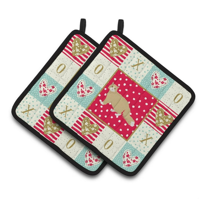 ""Caroline's Treasures CK5662PTHD Oregon Rex Cat Love Par de agarraderas para ollas Multicolor""