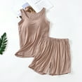 thumbnail image 2 of Women's Two-Piece Pajama Set - Tank Top with Built-in Bra & Shorts, Solid Color, Casual Loungwear for Spring/Summer, 2 of 3