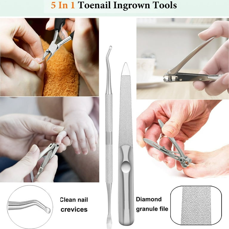  Nail Clippers Set - 2 Pack Stainless Steel Ingrown Toenail  Tool, Professional Fingernail & Toenail Clippers for Thick Nails (Pedicure Nail  Clippers) : Beauty & Personal Care