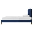 thumbnail image 4 of Platform Bed Frame, Queen Size, Blue Navy, Velvet, Modern Contemporary, Bedroom Master Guest Suite Room, 4 of 5