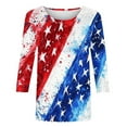 thumbnail image 4 of Odbmxy Womens T Shirts 3/4 Sleeve Summer 4th of July Women Plus Size Tops Stars Red Party Loose Casual Pullover Tops, 4 of 5