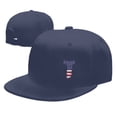 thumbnail image 4 of DouZhe Flat Brim Cap Snapback Hat, Alphabet T America Usa Flag Prints Adjustable Blue Adult Baseball Cap, 4 of 6