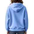thumbnail image 3 of Women's Pullover Hoodie Cozy Streetwear Sweatshirt with Drawstring Hood Kangaroo Pocket Relaxed Fit Hoodies, L, 3 of 5