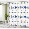 thumbnail image 4 of Ambesonne Cinco de Mayo Shower Curtain, Skulls Bones Flora, 69"Wx75"L, Azure Blue Multicolor, 4 of 4