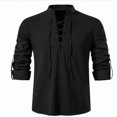 thumbnail image 5 of Mens Ish Jacobite Gie Kilt Shirts Medieval Renaissance Pirate Costume Sleeve Lace Up Henley Shirt Men Camisas Xxl, 5 of 5
