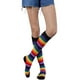 thumbnail image 5 of Calcetines a rayas hasta la rodilla Sonducket de arcoiris negro, 65% poliéster, 20% algodón, 15% elastano, 5 of 6