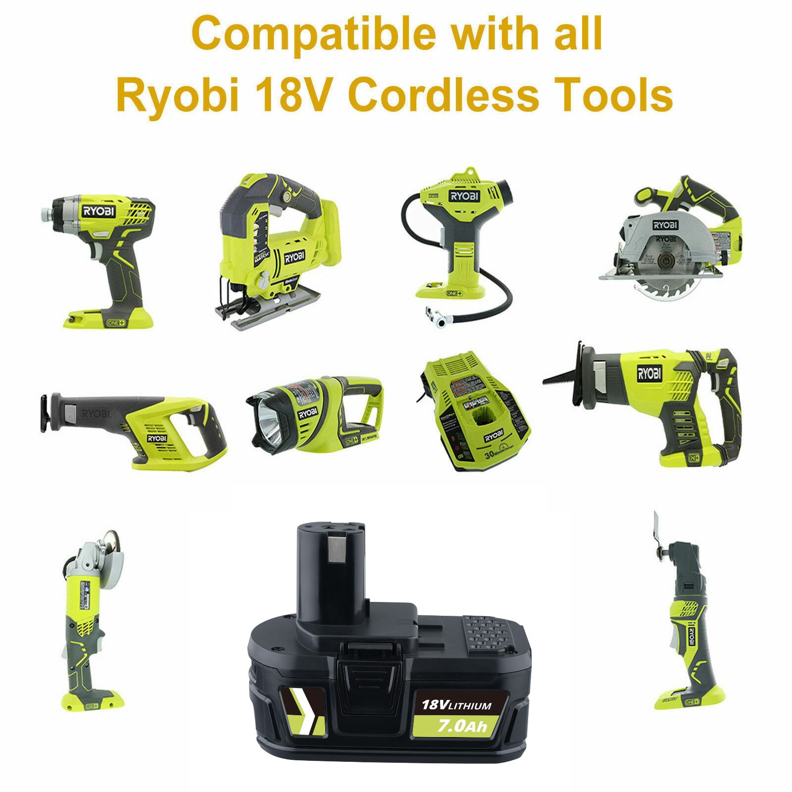 2Pack 5.0Ah 18Volt for Ryobi P108 Battery One+ High Capacity P102 P104 P107 P105 P106