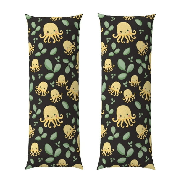 Fotbe Octopuses And Leaves Funda para Almohada Corporal con Diseño, Funda de Microfibra Ultrasuave de 20x54 Pulgadas, Ropa de Cama Elegante