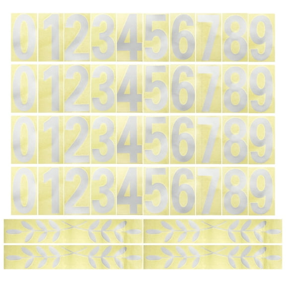 Uxcell 2 Inches Reflective Mailbox Numbers and Leaves for Indoor/Outdoor Decals, 4 Sets Silver Tone