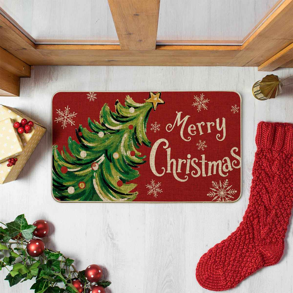 Sm:)e Pine Tree Snowflake Christmas Doormat 17x29 Inch photo 6