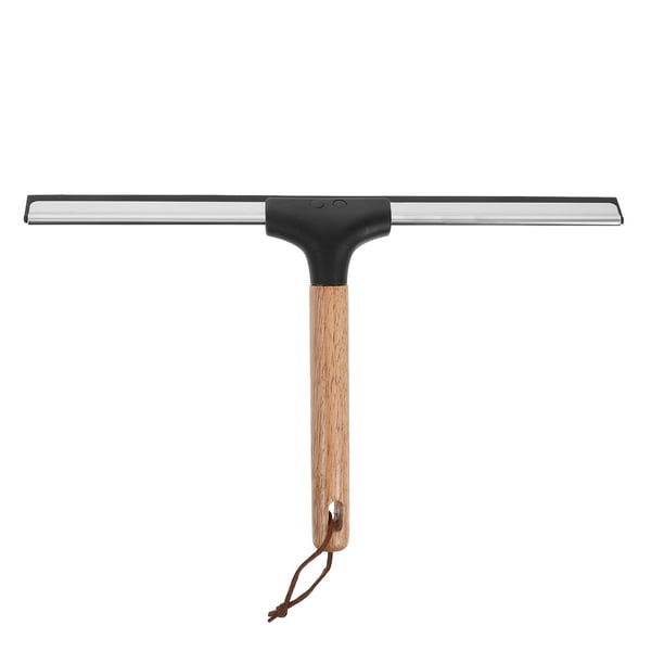 Limpiador de ducha para puertas de ducha, limpiador de vidrios para baño, espejos de vidrio, limpiador con mango de madera para espejos de ducha, accesorios para ventanas de 12 pulgadas