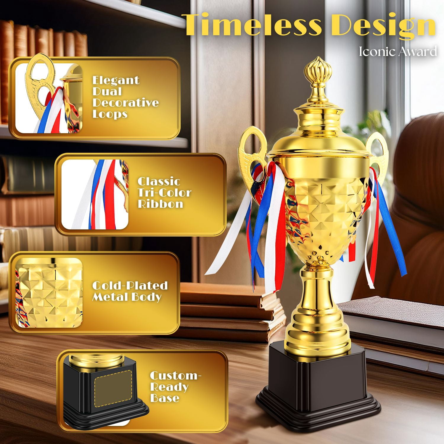 Gold Trophy Award - 17 Inch Large Trophy Cup for Awards, Sports, Competitions, Tournaments, & Parties, Perfect Gift for Champion Winners & League Achievements