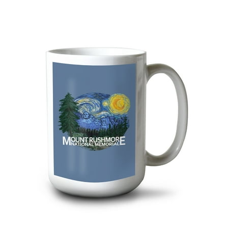 

15 fl oz Ceramic Mug Mount Rushmore National Memorial South Dakota Starry Night Contour Dishwasher & Microwave Safe