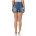 thumbnail image 3 of Denim Shorts for Women Stretchy Ripped Rolled Hem Cuffed Jean Shorts XS Blue, 3 of 6