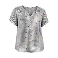 thumbnail image 4 of cocolona Womens Summer Striped Printed Tops Short Sleeve V Neck Loose Shirts Casual Pullover Blouses, 4 of 7