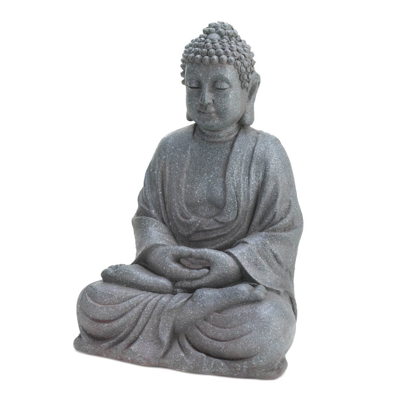H Meditating Buddha Garden Statue Luxen Home Gray MgO 17in 