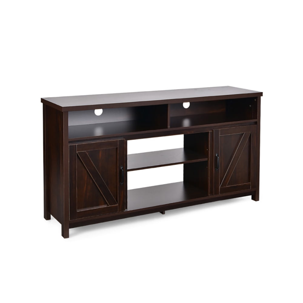 Finihen TV Stand, TV Cabinet, 59 Inch TV Stand Media Center Console Cabinet with Barn Door for TV's 65 Inch, Media Entertainment Center with Storage, for Living Room, Bedroom, Brown
