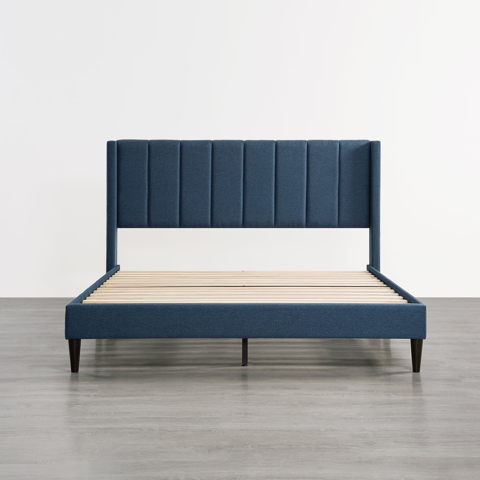 Spruce & Spring Upholstered Platform Bed Frame with Wingback Headboard Queen