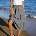 thumbnail image 7 of FAHXNVB Women's Gingham Skirt Summer Casual High Waist Tiered Plaid A-Line Midi Skirts Swing Ruffle Plaid Skirts,XL,Black, 7 of 7